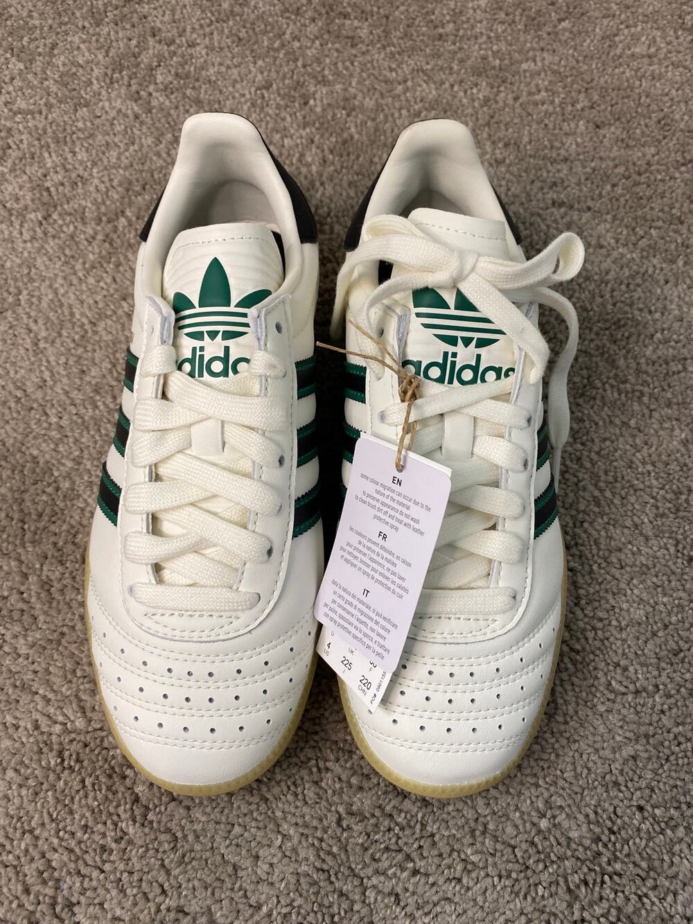 NWT Adidas Samba JP J Leather Sneakers White Black Gum Youth Size 4